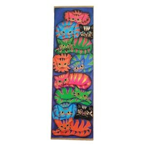 Vintage 90s Suzanne Ewart Cats Bookmark Barnes Nobel Colorful Whimsical England